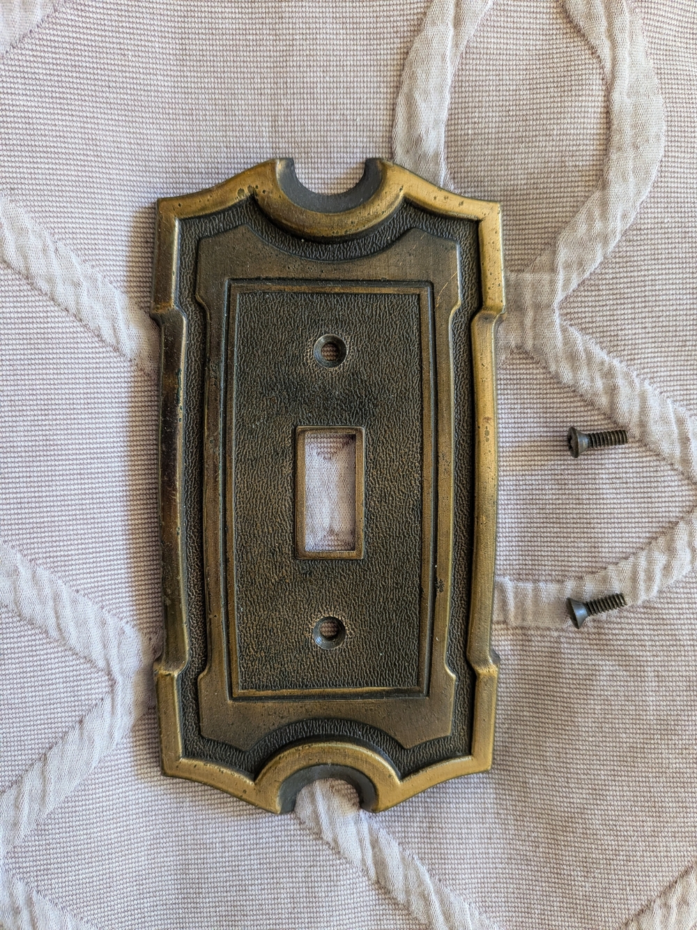 Antique 1970s Brass Toggle Switch Plate Cover